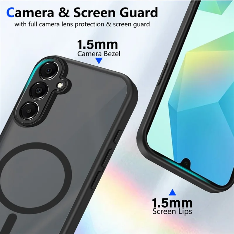 Cover Magnetico per Samsung Galaxy A16 4G / 5G, Cover Trasparente Opaca Tattile con Struttura PC + TPU Antiurto, Finitura Morbida al Tocco