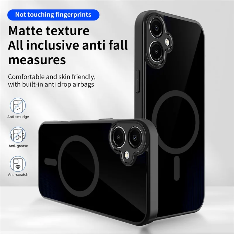Magnetische Hülle für Samsung Galaxy A06 5G, Hautfreundliche matte, durchscheinende PC + TPU-Abdeckung mit Stoßschutz