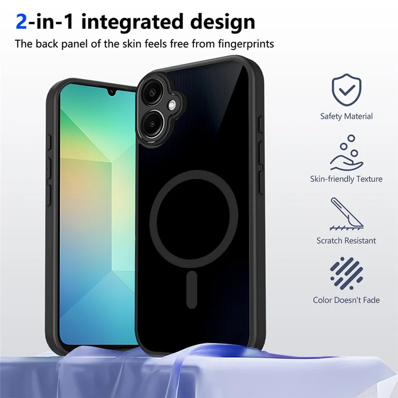 Étui magnétique pour Samsung Galaxy A07 4G / M07 4G / F07 4G, finition mate translucide tactile douce, structure PC + TPU antidéflagrante