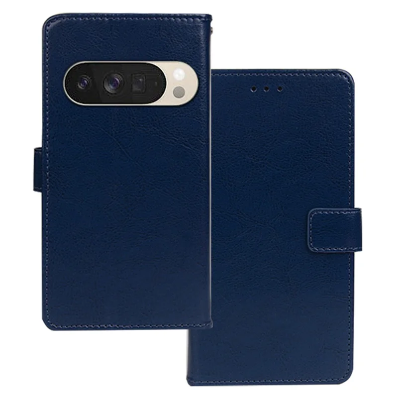 IDEWEI For Google Pixel 10 Pro XL Case Wallet Leather Phone Cover Crazy Horse Texture - Blue