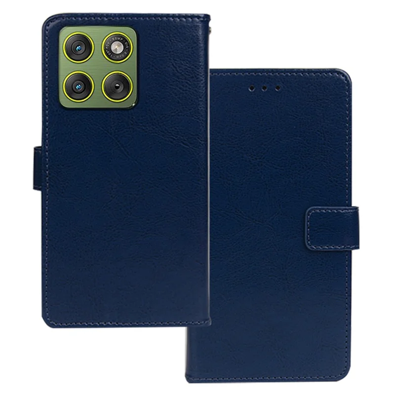 IDEWEI pour Motorola Edge 70 5G étui portefeuille housse en cuir texture cheval sauvage - Bleu