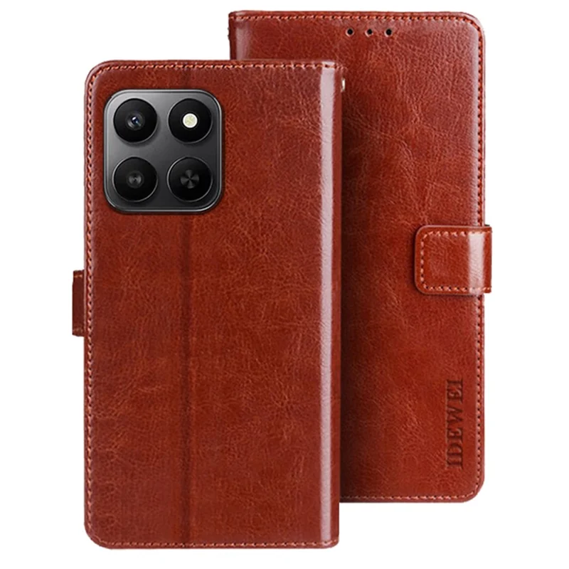 IDEWEI pour Honor 400 Smart 5G / X7d 4G étui support en cuir texturé cheval sauvage - Marron