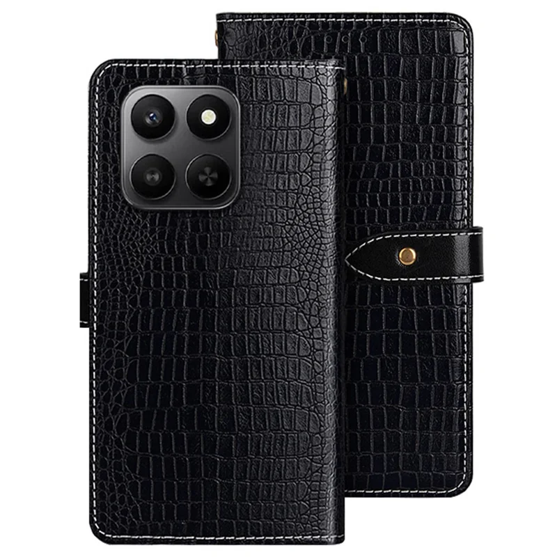 IDEWEI pour Honor 400 Smart 5G / X7d 4G Étui Crocodile Texture en Cuir PU Flip Cover - Noir