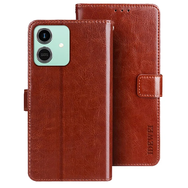 IDEWEI For Honor Play10 4G Stand Case Crazy Horse Texture Leather Phone Cover - Brown