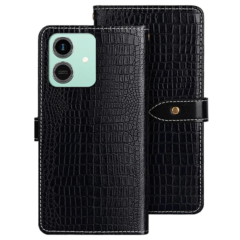IDEWEI For Honor Play10 4G Case Crocodile Texture PU Leather Flip Phone Cover - Black