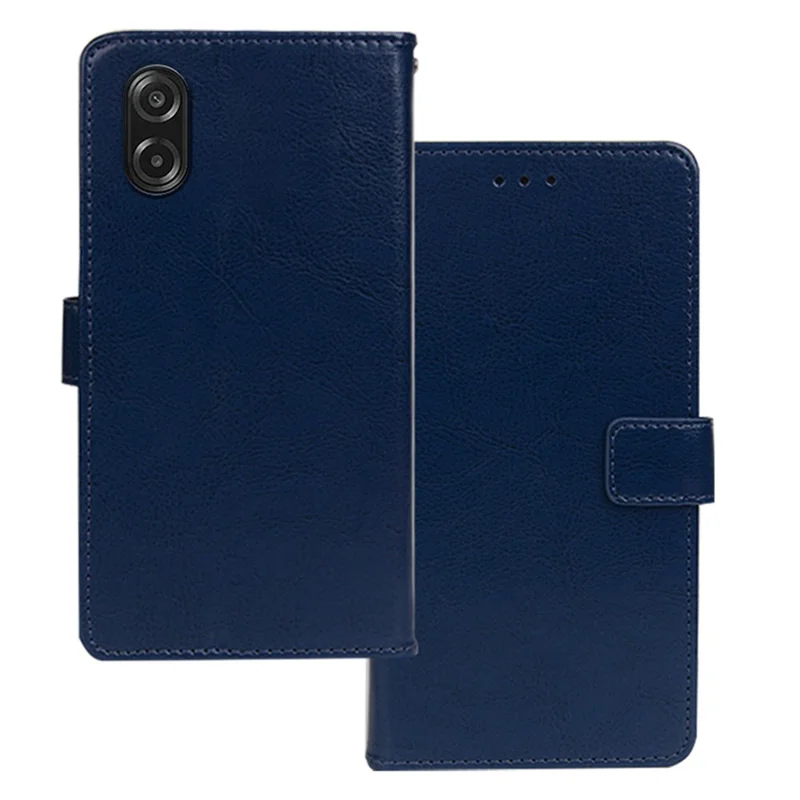 IDEWEI för Samsung Galaxy A07 4G etui plånbok läder mobilhölse galopperande häststruktur - Blå