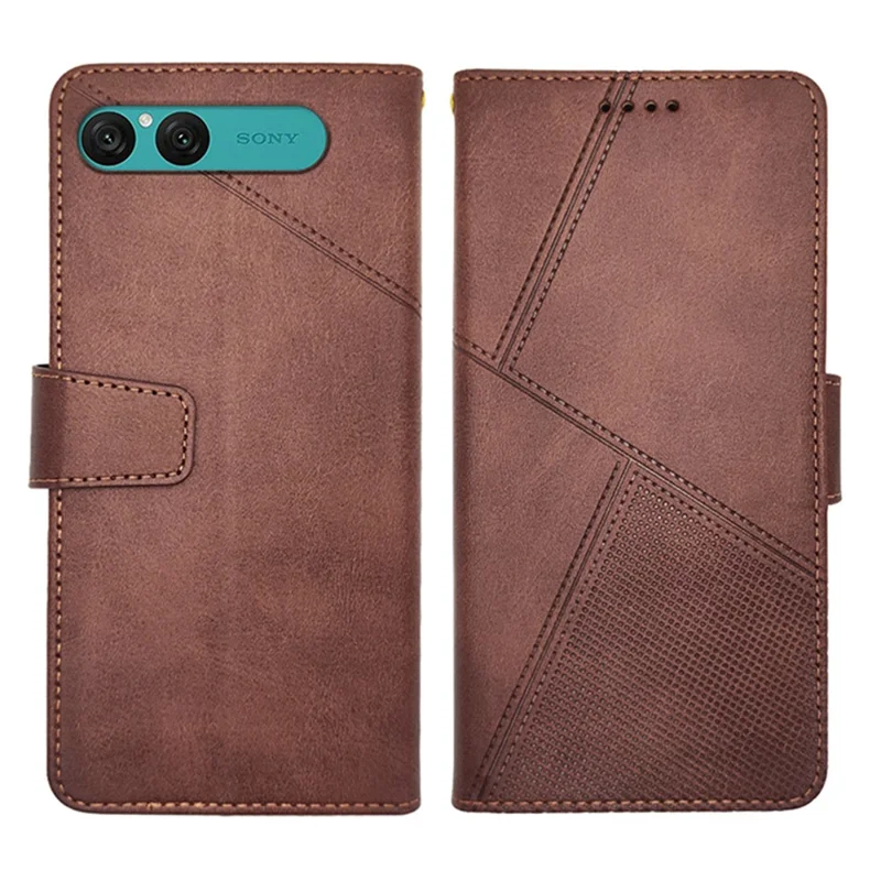 Funda IDEWEI para Sony Xperia 10 VII, carcasa tipo cartera de cuero con soporte y textura de ternero - Café