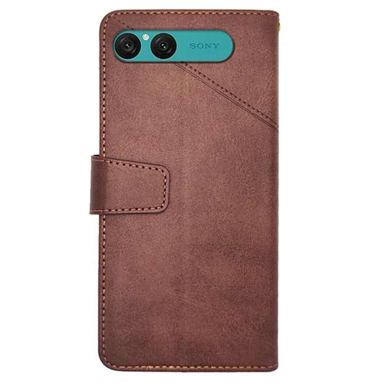 Funda IDEWEI para Sony Xperia 10 VII, carcasa tipo cartera de cuero con soporte y textura de ternero - Café