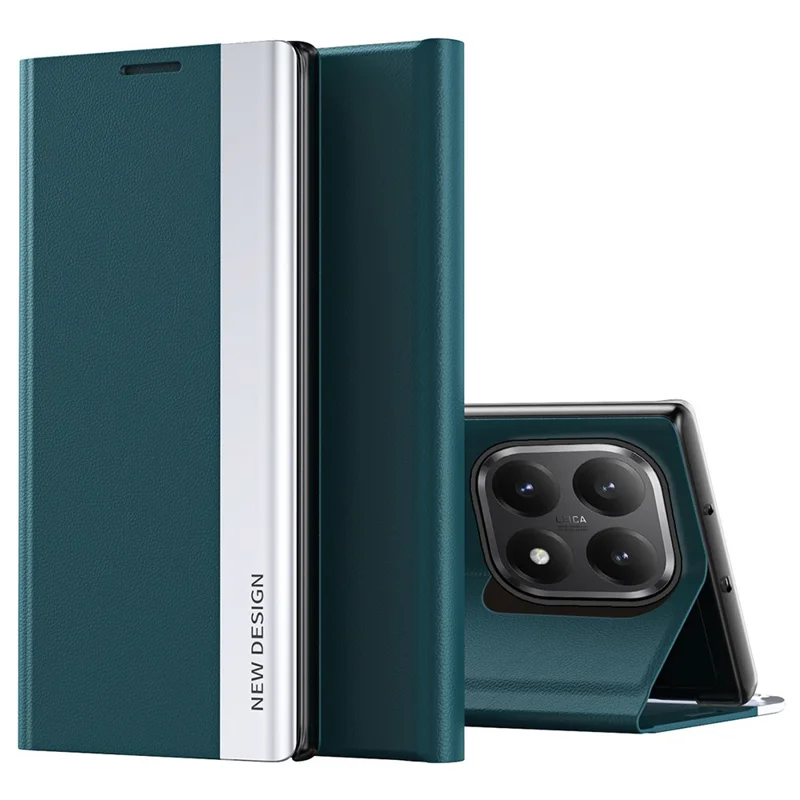 Funda para teléfono con soporte de cuero anticaída para Xiaomi 15T - Verde