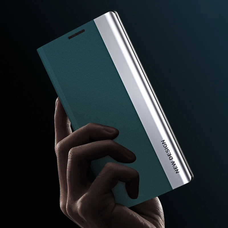 Funda para teléfono con soporte de cuero anticaída para Xiaomi 15T - Verde