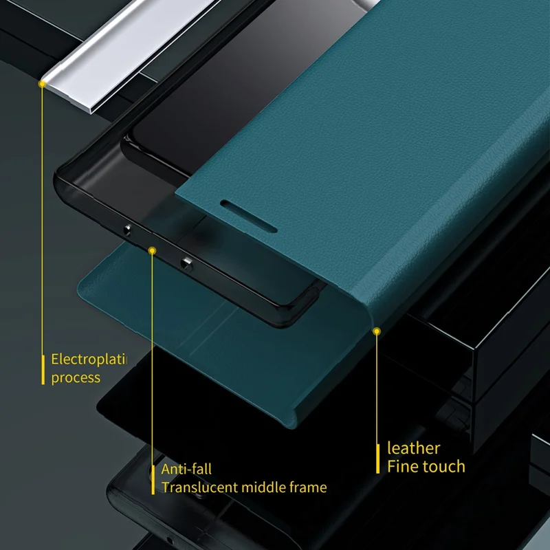 Funda para teléfono con soporte de cuero anticaída para Xiaomi 15T - Verde