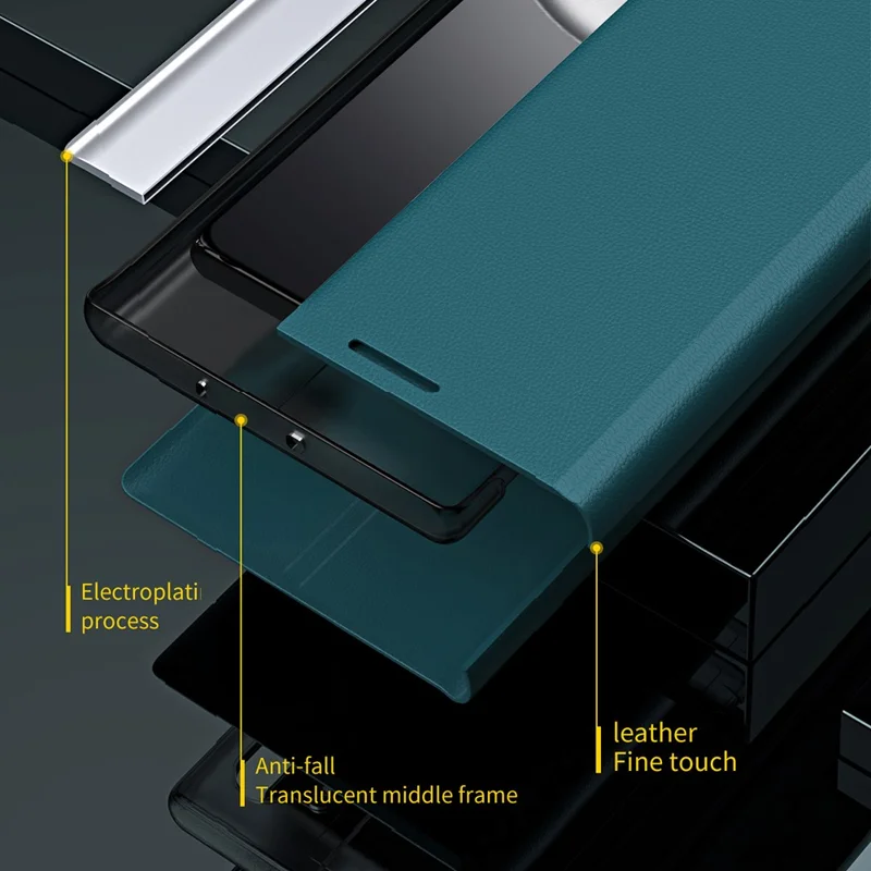 Coque pour Xiaomi 15T Pro, étui en cuir anti-chute avec support - Vert