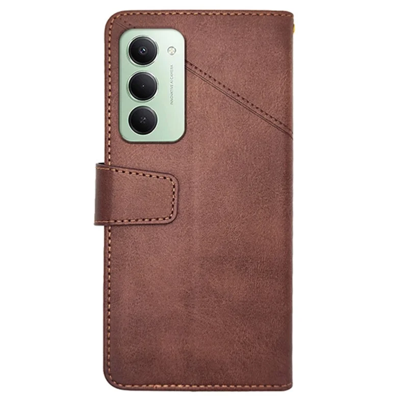 IDEWEI Ledertasche für Xiaomi Redmi 15 5G (EU) (171 mm) / 4G (EU) (171 mm) Handyhülle mit Ständer, Kalbsstruktur - Kaffee