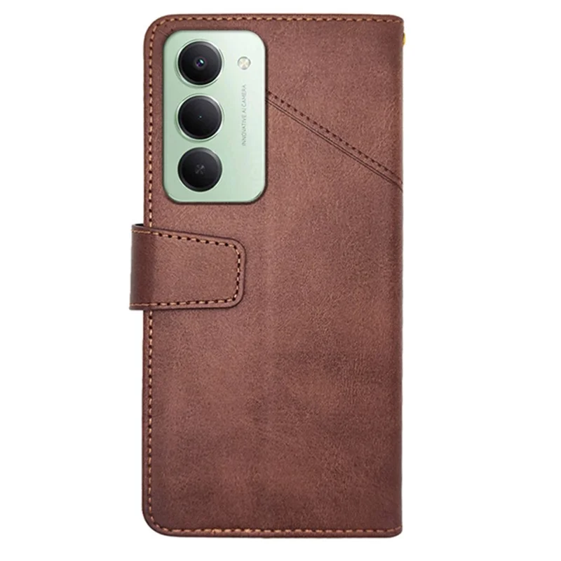 IDEWEI Ledertasche für Xiaomi Redmi 15 5G (Global) (169 mm) mit Ständer, Rindsleder-Optik - Kaffee