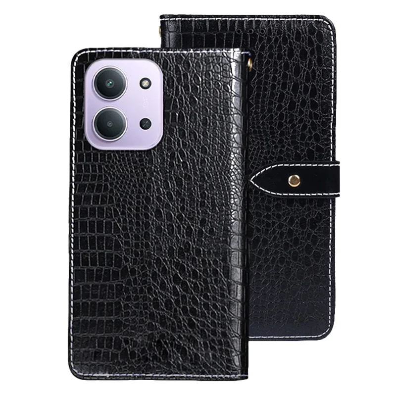 IDEWEI For Xiaomi Redmi 15C 4G (Global) (171mm) / Poco C85 4G (171mm) Case Crocodile Texture PU Leather Flip Phone Cover - Black