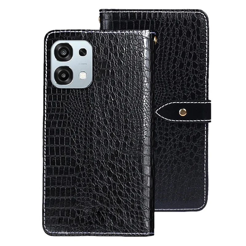IDEWEI Étui en Cuir PU pour Oppo A6 Pro 4G / A6 Pro 5G / F31 5G, Housse Pliante avec Texture Crocodile - Noir