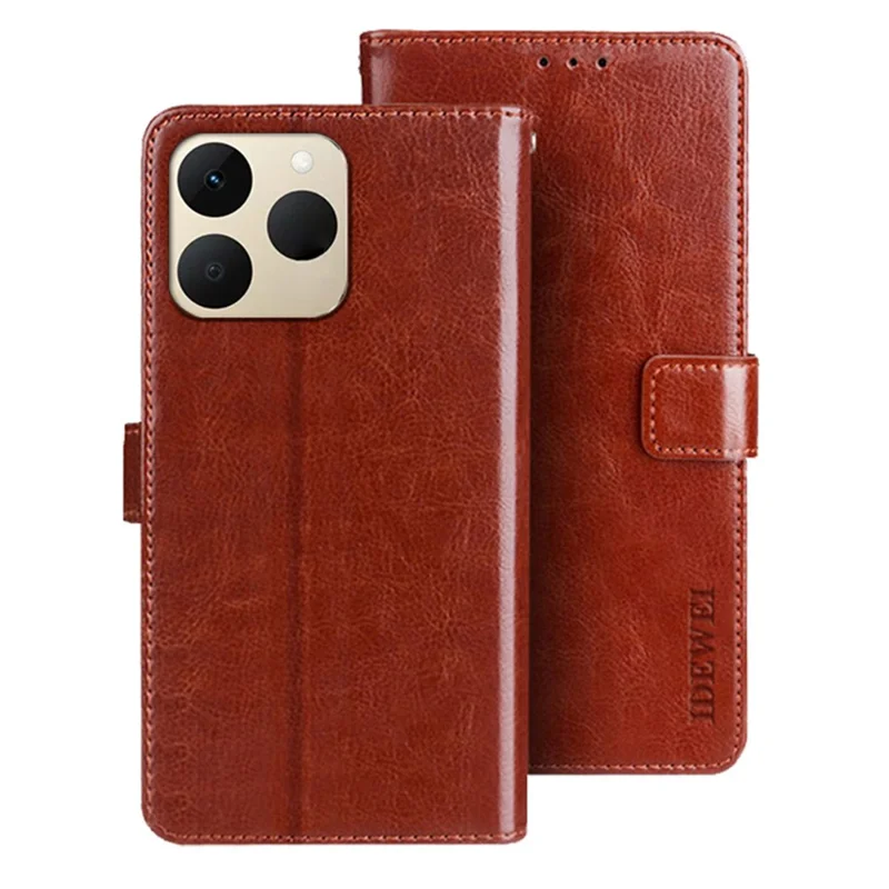 IDEWEI Für Realme 15T 5G Ständerhülle Ledertasche mit Crazy-Horse-Textur - Braun