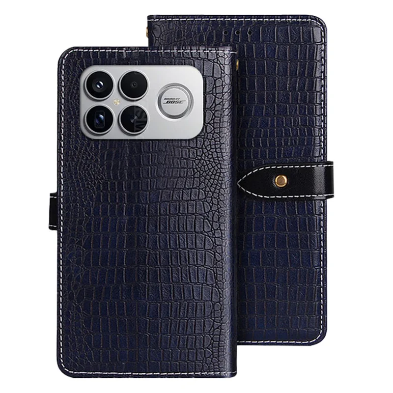 IDEWEI Para Xiaomi Redmi K90 Pro Max 5G / Poco F8 Ultra Capa de Telefone em Pele Sintética com Textura de Crocodilo - Azul