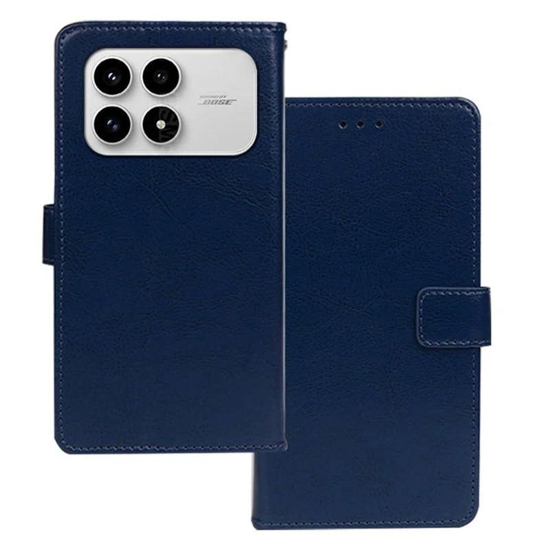 IDEWEI pour Xiaomi Redmi K90 5G / Poco F8 Pro étui portefeuille housse en cuir texture cheval sauvage - Bleu