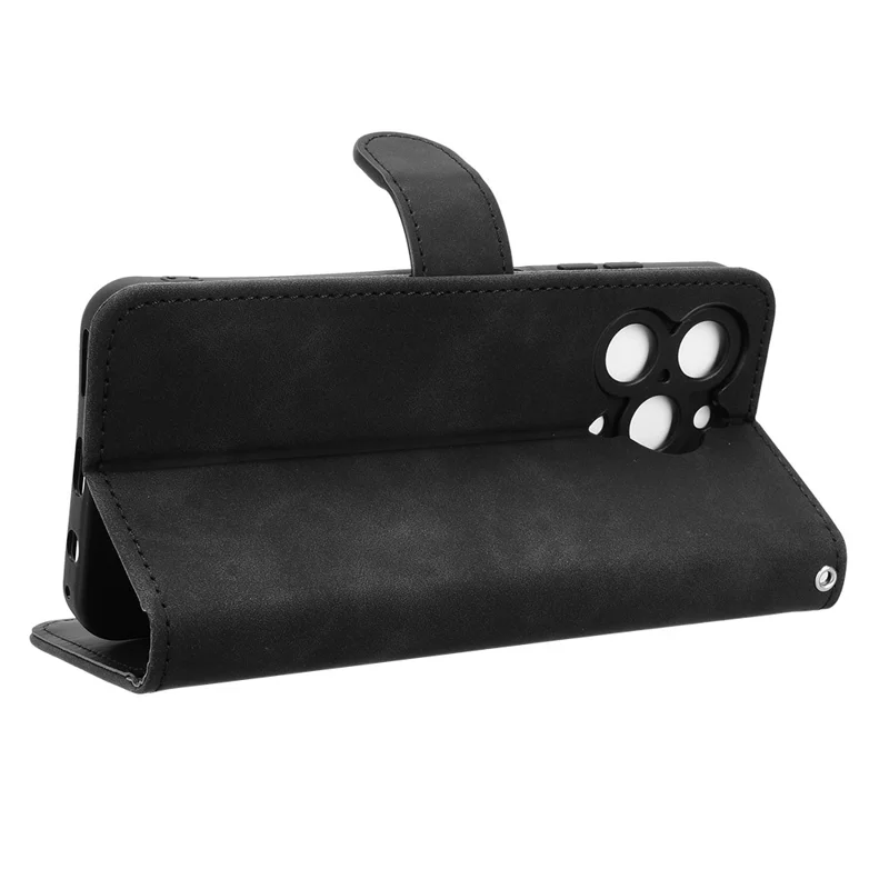 Futerał skórzany z funkcją podpórki i portfelem przeciwupadkowy z wrażeniem dotyku skóry do Oukitel C3 - Czarny