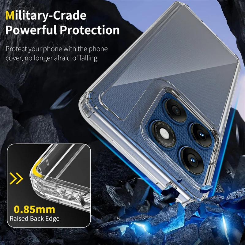 Hurtowa zakupowa obudowa na Motorola Edge 60 5G / 60 Fusion 5G 1,5 mm TPU PC antyrysikowa odporna na wstrząsy pokrywa telefoniczna - przezroczysty czarny