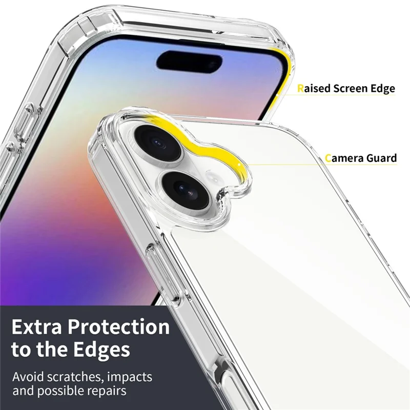 Compra em Volume para Capa iPhone 16 1,5 mm TPU PC Antiarranhões à Prova de Choque - Transparente