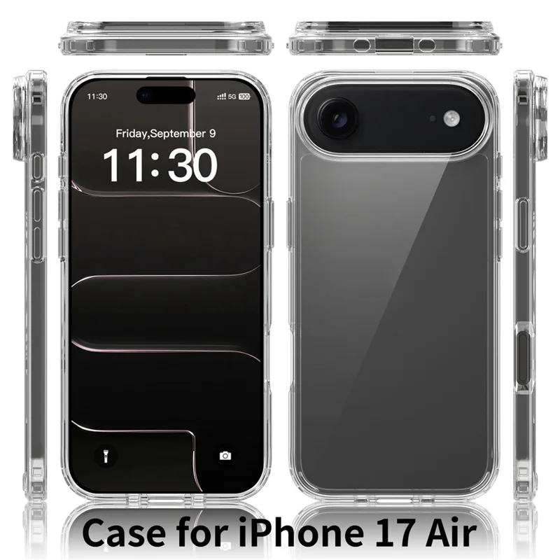 Compra em Volume para Capa iPhone Air 1,5 mm TPU PC Antiarranhões Capa à Prova de Choques - Preto Transparente