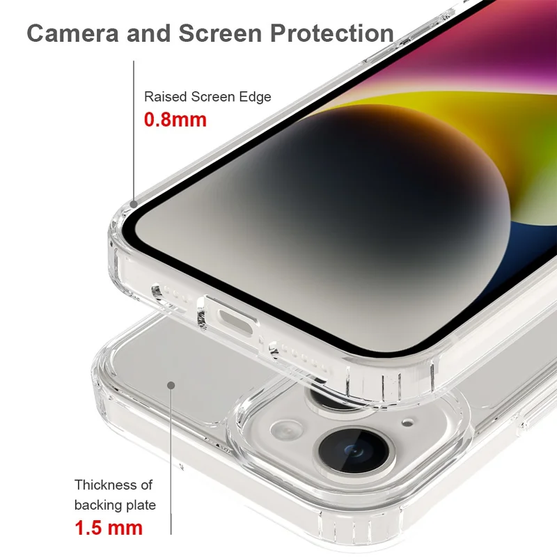Compra em Volume para Capa iPhone 15 1,5 mm TPU PC Antiarranhões à Prova de Choque - Transparente