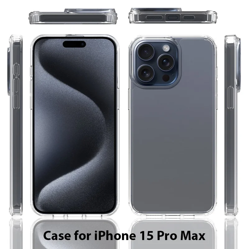 Bulk Purchasing For iPhone 15 Pro Max Case 1.5mm TPU PC Anti Scratch Shockproof Phone Cover - Transparent