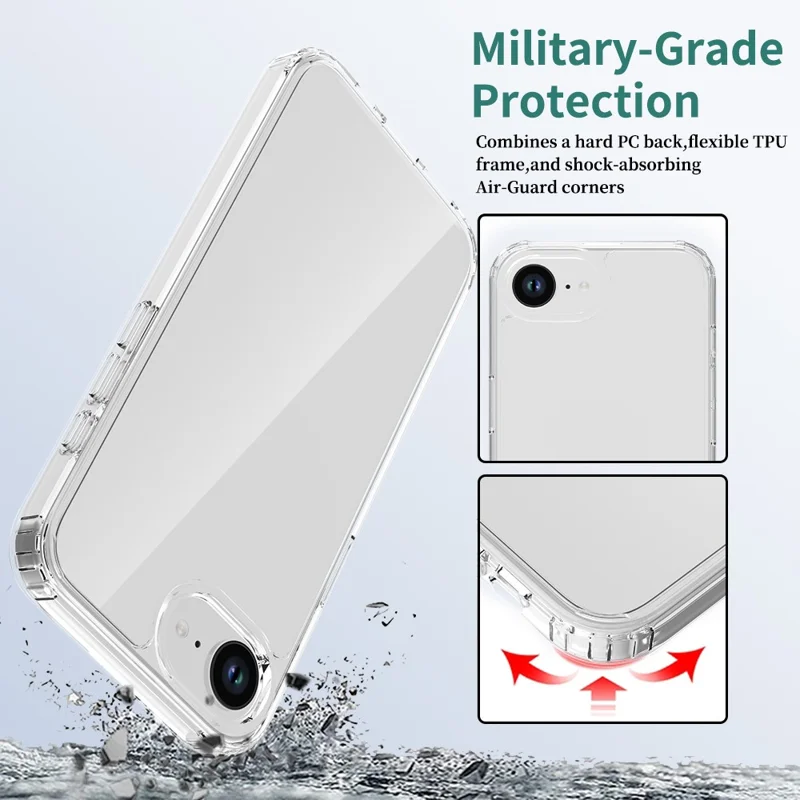 Groothandel voor iPhone 16e hoes 1,5 mm TPU PC anti-kras stootvaste telefoonhoes - transparant