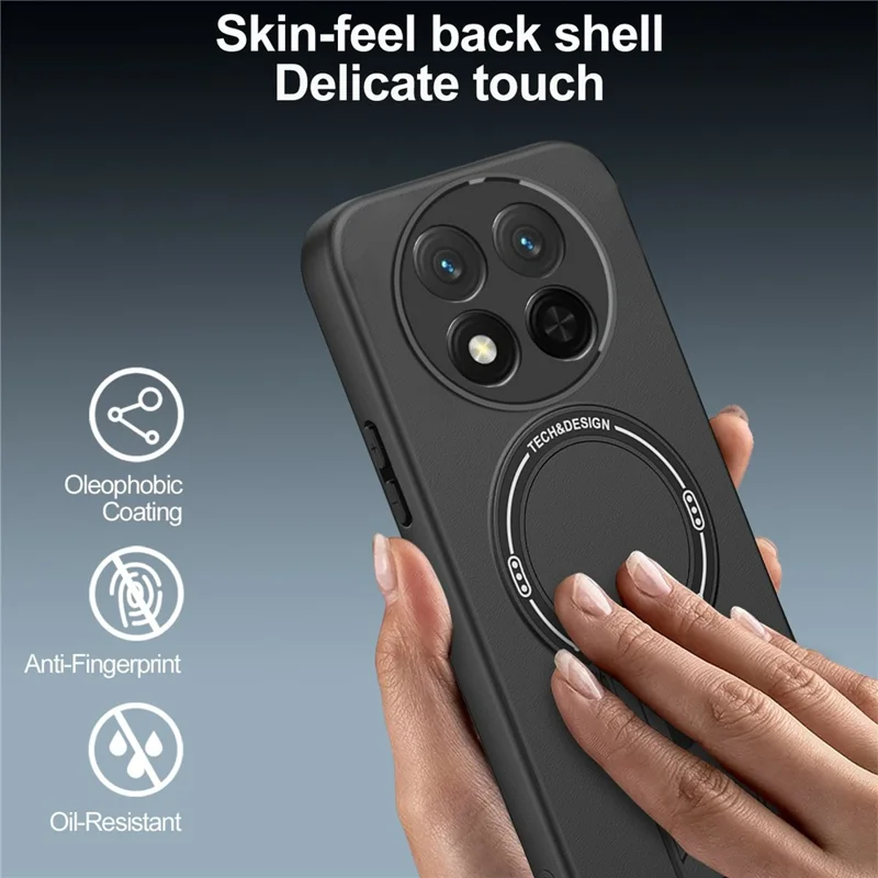 Skin Touch Kickstand Case for Honor X60 Pro 5G  /  X9c 5G  /  Magic7 Lite 5G PC + TPU Phone Cover Support Magnetic Car Mount - Black