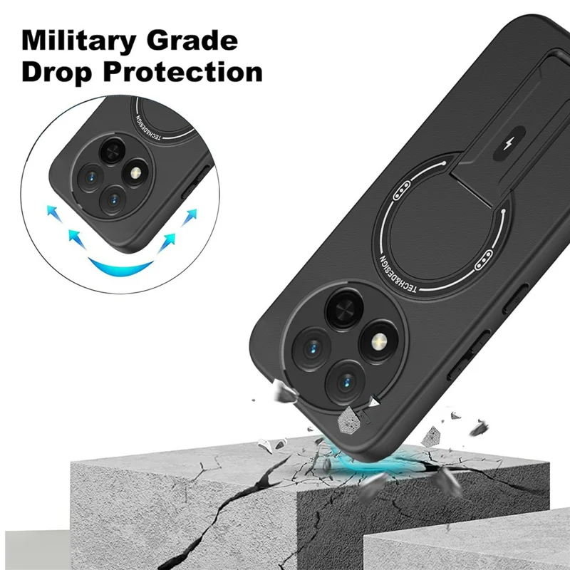 Skin Touch Kickstand Case for Honor X60 Pro 5G  /  X9c 5G  /  Magic7 Lite 5G PC + TPU Phone Cover Support Magnetic Car Mount - Black