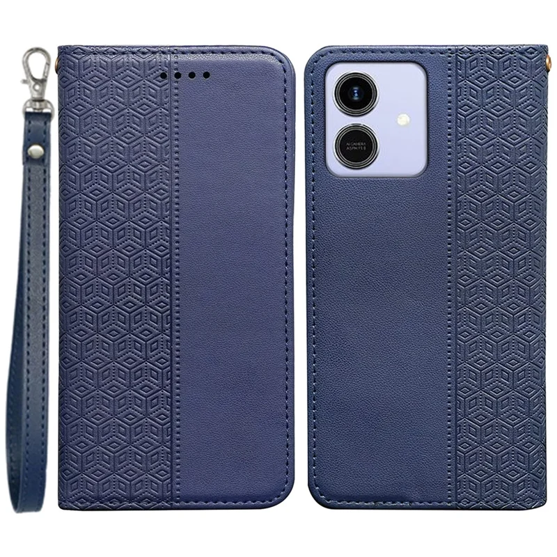 Futerał portfelowy z siatką do Honor Play10 4G (Global) z paskiem na rękę, skórzana nakładka w kolorze niebieskim