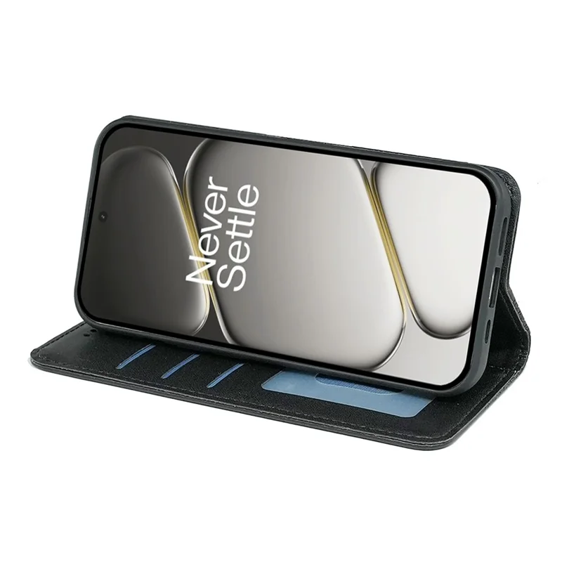 For OnePlus 15R 5G / Ace 6T 5G / Ace 6 5G Wallet Phone Case Checkered Pattern Imprint Leather Flip Cover with Wrist Strap - Black