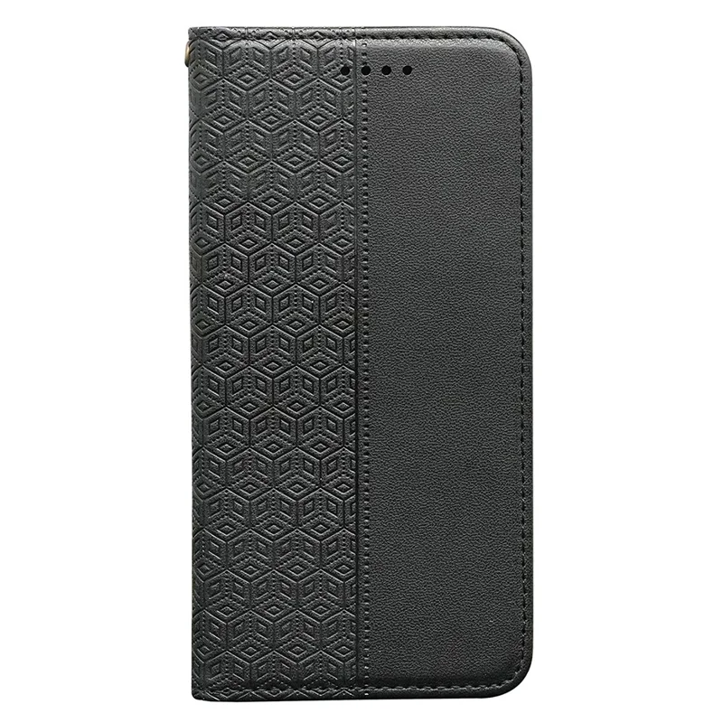 For OnePlus 15R 5G / Ace 6T 5G / Ace 6 5G Wallet Phone Case Checkered Pattern Imprint Leather Flip Cover with Wrist Strap - Black