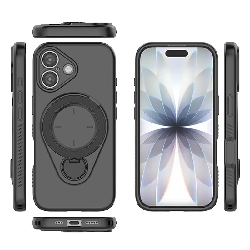 For iPhone 17 Magnetic Case Rotating Kickstand TPU PC Phone Cover Compatible with MagSafe - Blue