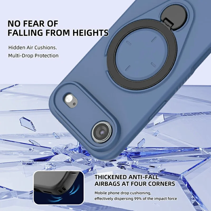 Coque magnétique pour iPhone Air avec support pivotant, housse en TPU et PC compatible MagSafe - Bleu