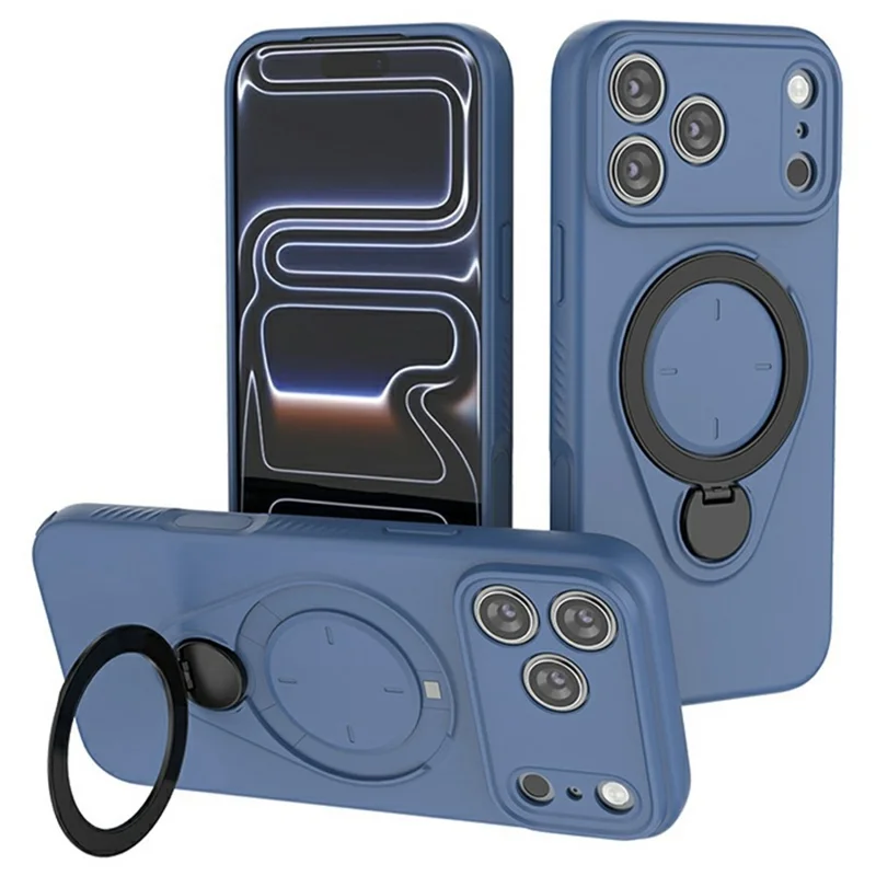 For iPhone 17 Pro Max Kickstand Case Drop Proof TPU Phone Cover Support Magnetic Car Mount - Blue