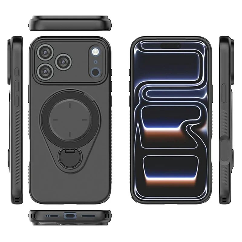 For iPhone 17 Pro Max Kickstand Case Drop Proof TPU Phone Cover Support Magnetic Car Mount - Blue