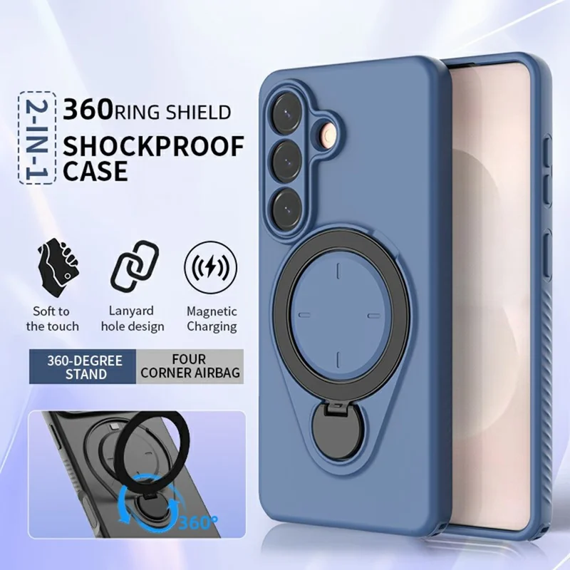 For Samsung Galaxy S26 Kickstand Case Drop Proof TPU Phone Cover Support Magnetic Car Mount - Blue