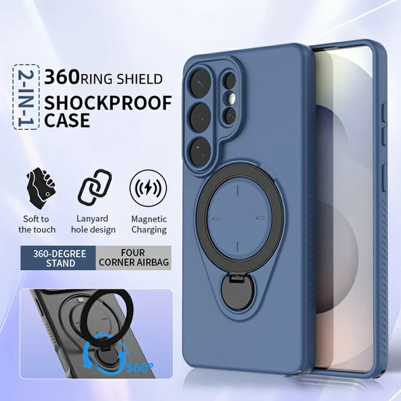 For Samsung Galaxy S26 Ultra Kickstand Case Drop Proof TPU Phone Cover Support Magnetic Car Mount - Blue