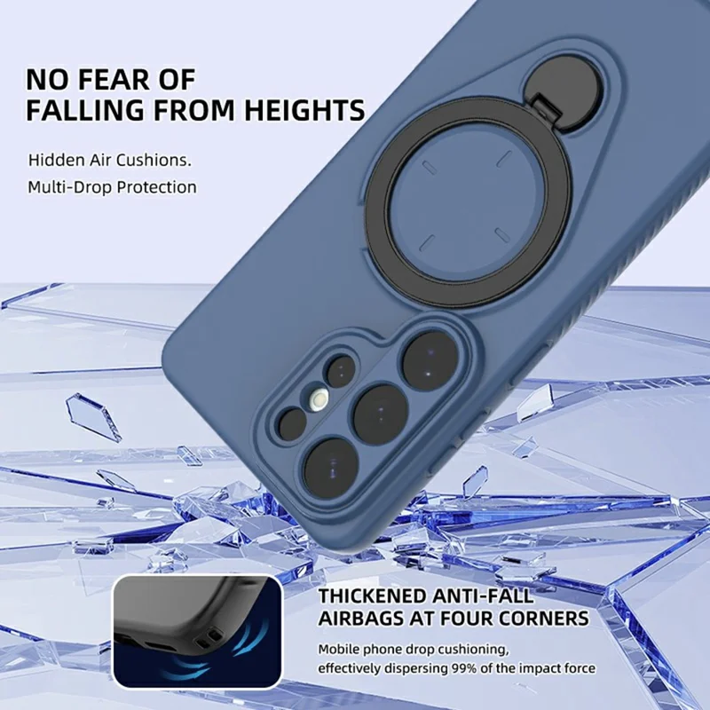 For Samsung Galaxy S26 Ultra Kickstand Case Drop Proof TPU Phone Cover Support Magnetic Car Mount - Blue