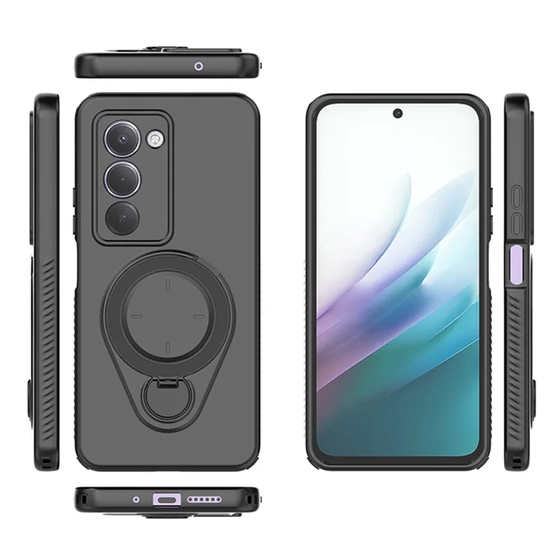 For Xiaomi Redmi 15 5G (Global) (169mm) Kickstand Case Drop Proof TPU Phone Cover Support Magnetic Car Mount - Black