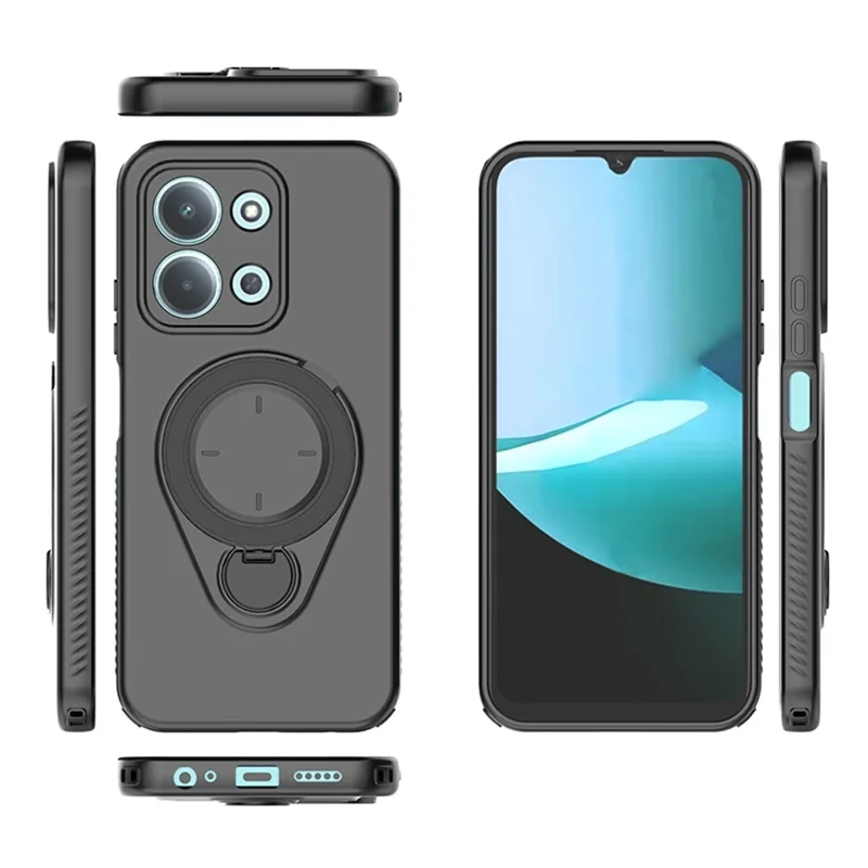 Obudowa ze stojakiem magnetycznym do Xiaomi Redmi 15C 5G (UE) (173 mm) / 15C 4G (UE) (173 mm), odporna na upadki, pokrowiec TPU, obsługa magnetycznego uchwytu samochodowego – Czarny