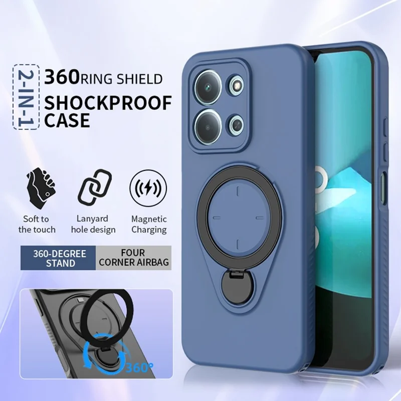 Obudowa ze stojakiem magnetycznym do Xiaomi Redmi 15C 5G (UE) (173 mm) / 15C 4G (UE) (173 mm), odporna na upadki, pokrowiec TPU, obsługa magnetycznego uchwytu samochodowego – Czarny