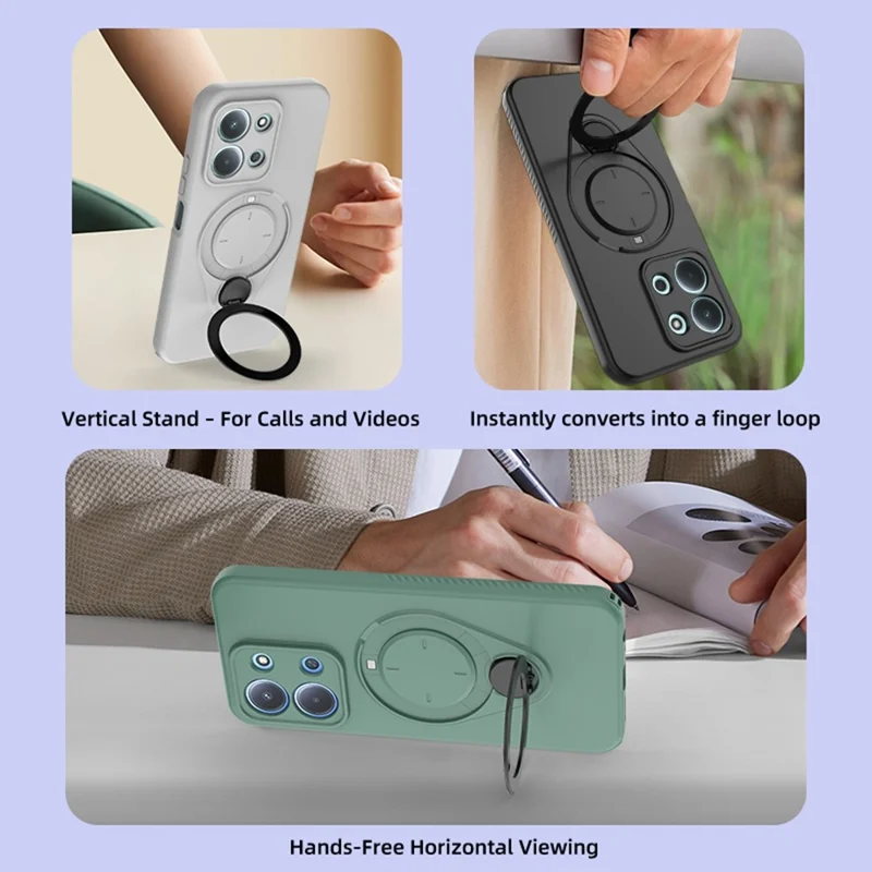 Obudowa ze stojakiem magnetycznym do Xiaomi Redmi 15C 5G (UE) (173 mm) / 15C 4G (UE) (173 mm), odporna na upadki, pokrowiec TPU, obsługa magnetycznego uchwytu samochodowego – Czarny