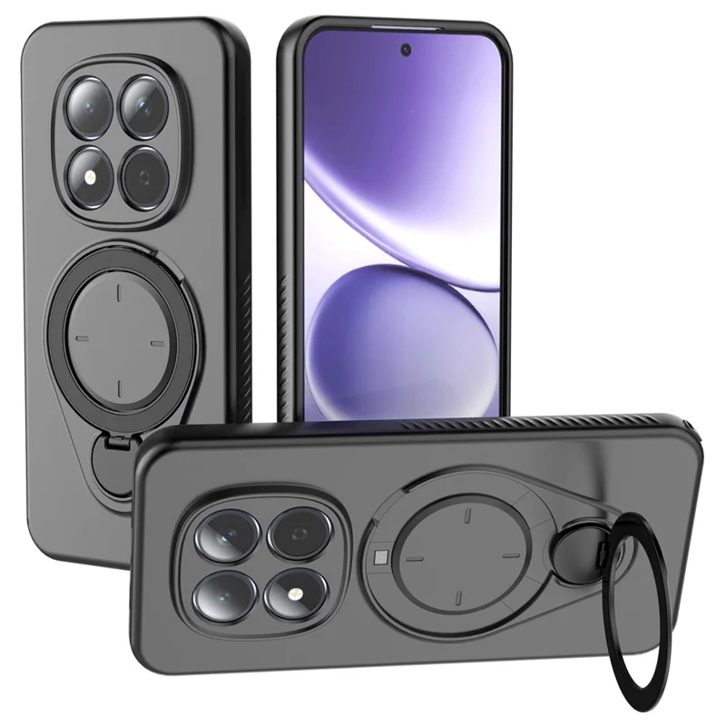 Für Xiaomi Redmi Note 15 Pro 5G Ständer-Case Sturzsicher TPU-Handyhülle mit Unterstützung für magnetische Autohalterung - Schwarz