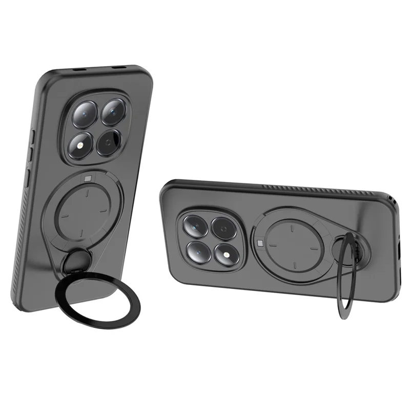 Für Xiaomi Redmi Note 15 Pro 5G Ständer-Case Sturzsicher TPU-Handyhülle mit Unterstützung für magnetische Autohalterung - Schwarz