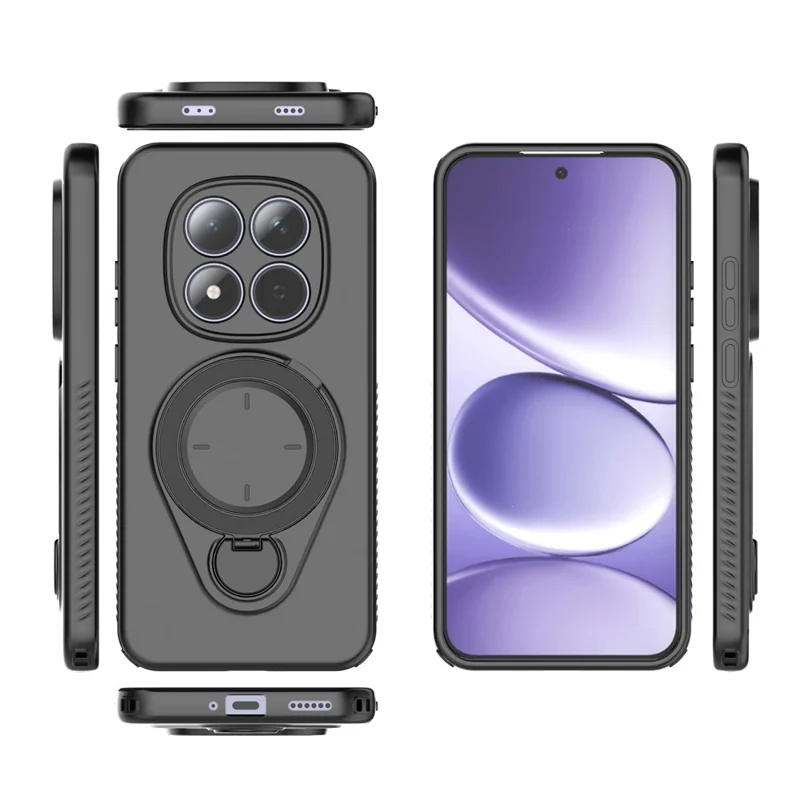 Für Xiaomi Redmi Note 15 Pro 5G Ständer-Case Sturzsicher TPU-Handyhülle mit Unterstützung für magnetische Autohalterung - Schwarz