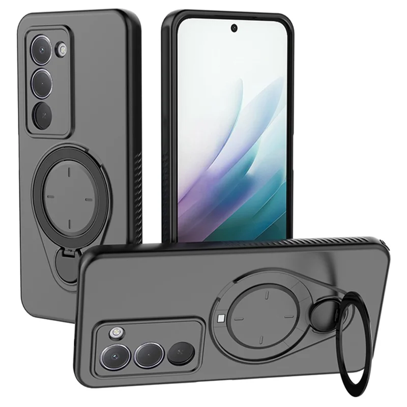 Custodia Magnetica per Xiaomi Redmi 15 4G (UE) (171 mm) / 15 5G (UE) (171 mm) con Supporto Girevole a 360°, Cover in TPU e PC per Telefono - Nero